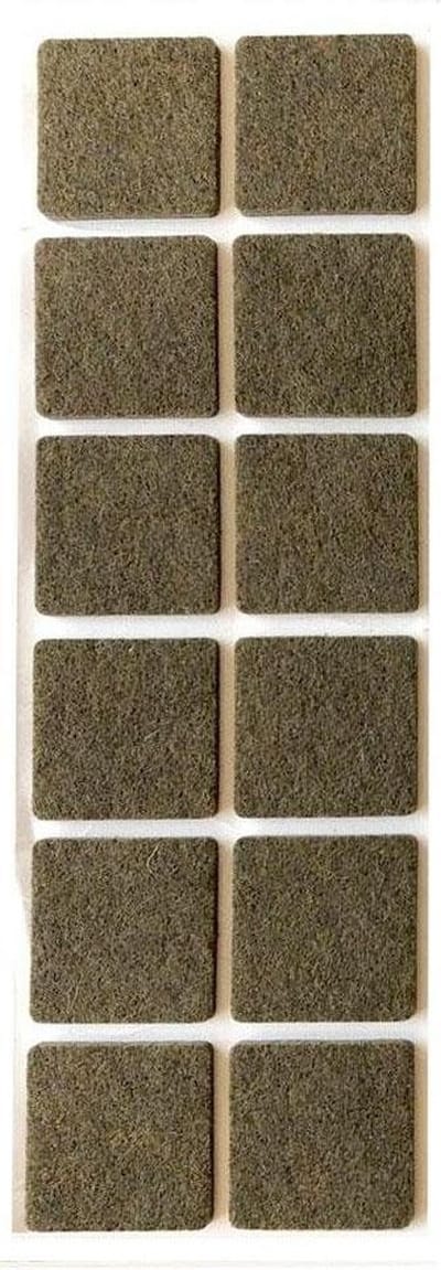 FLE - Plakvilt bruin vierkant 4 bij 4 cm en hoogte 0,35 cm van vilt - 12 stuks