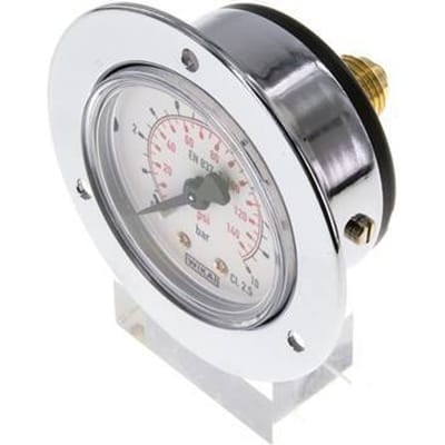 0..10 Bar Paneelmontage Manometer Staal/Messing 50 mm Klasse 2.5 (Voorflens) - MW01050SH-FP