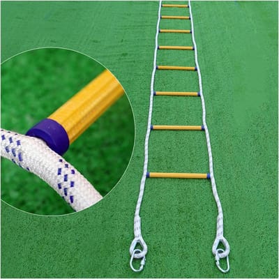 Touwladder Veiligheid - Noodladder Ontsnapping - Snelle Evacuatie - Brandwerend Pedaal - 7 Meter - Zwart