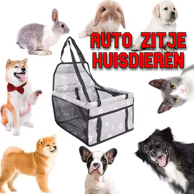 Allernieuwste.nl® Veilig Autozitje Grijs Hond, Kat of Konijn - Waterdicht - Opvouwbare Autostoel 40x32 cm
