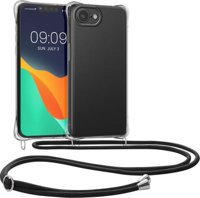 kwmobile telefoonhoesje geschikt voor Apple iPhone 17e / iPhone 16e - Hoesje met telefoonkoord - Back cover in zwart / transparant
