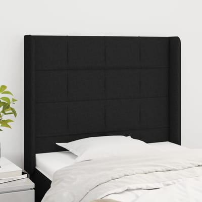 vidaXL - Hoofdbord - met - randen - 83x16x118/128 - cm - stof - zwart