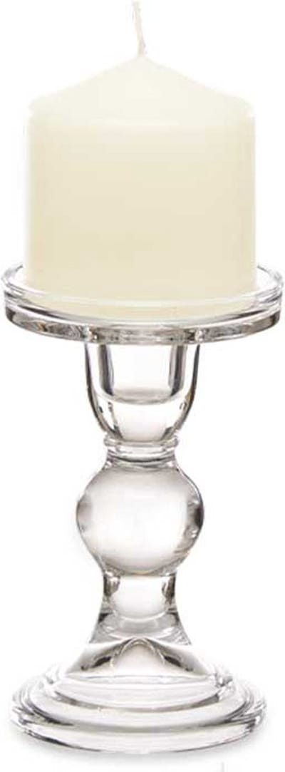 Giftdecor Kaarsen kandelaar van decoratief glas - voor stompkaarsen - D8.5 x H14 cm