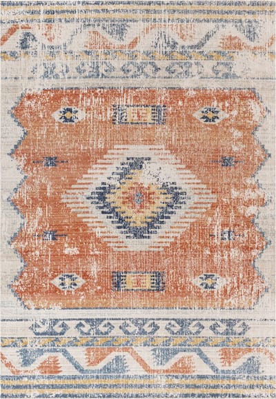 SURYA - NAWEL - Stijlvol boho tapijt - Rood/blauw - Geschikt voor buiten