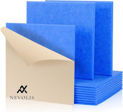 Nevolis 12 Pieces Acoustic Panels Self Adhesive30 x 1cm Hexagon Acoustic Absorber, Sound Studio Office Studio and Wall Decor - Blue .
