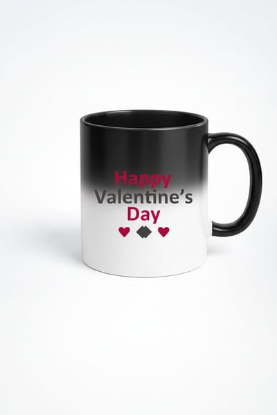 Valentijnsdag Magic Mok met Happy Valentine's Day Ontwerp – Warmtegevoelige Koffiemok Cadeau
