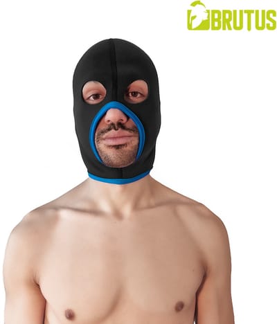Brutus - Neoprene Face Fucker Hood - Met Oogopeningen - Zwart/Blauw