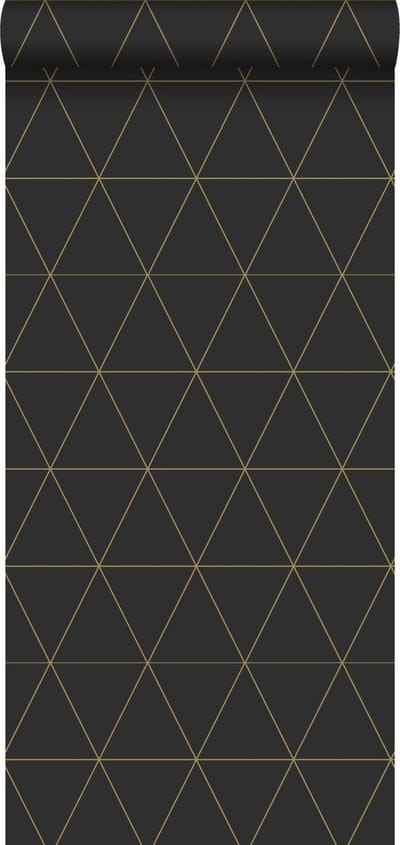 Origin Wallcoverings behang grafische driehoeken zwart en goud - 347684 - 0,53 x 10,05 m