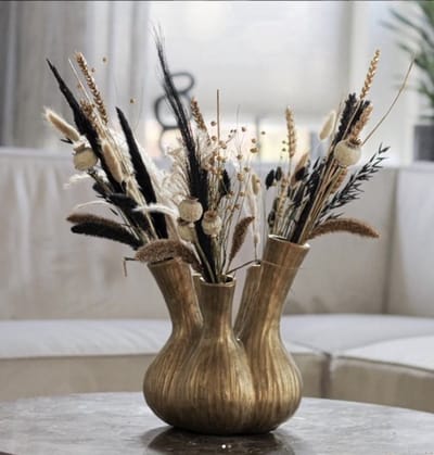 BESTSELLER - Tulpenvaas goud maat L met Droogbloemen - Tulpenvaas - 20 x 25 cm - Droogbloemen - Bestseller - Gouden tulpenvaas - Agliovaas - Uienvaas