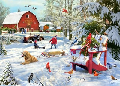 Boerderij Kerst Puzzel - Legpuzzel Kerstmis - Ontspannen Vrije Tijd - Precisie Gesneden Stukjes - 68 x 49 cm - Kleurrijk