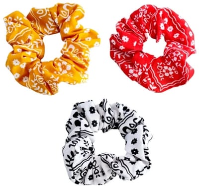 Haar accessoire Scrunchie Paisley- Scrunchy 3 stuks- Gebloemd haarelastiekje vrouwen |Dames|Meisjes