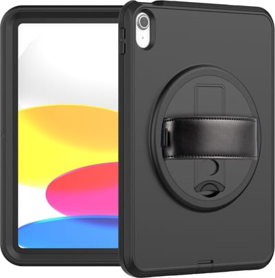 Stevig Hoesje geschikt voor iPad 10.9 inch 2022 10e generatie Schokbestendig Stevig Handvat Standaard Handriem Opbergvak Kinderhoesje