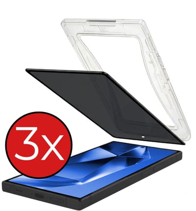 Privacy Screenprotector - 3 Stuks - Geschikt voor Samsung Galaxy S24 Ultra - Met Installatie Kit - Beschermglas - Anti-Spy - Flexibel Glas - Tempered Glass - Screen Protector
