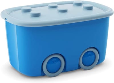 Doos met deksel en wielen Funny Box L KIS 58x39x32cm/46l blauw