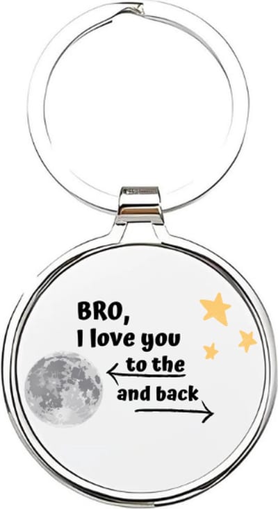 Akyol - bro i love you to the moon and back Sleutelhanger - Broer - de liefste broer - broer sleutelhanger - broers sleutelhanger - sleutelhanger voor je broer - familie sleutelhanger - verjaardagscadeautje - broer cadeau - brother - 4 x 7,5 CM