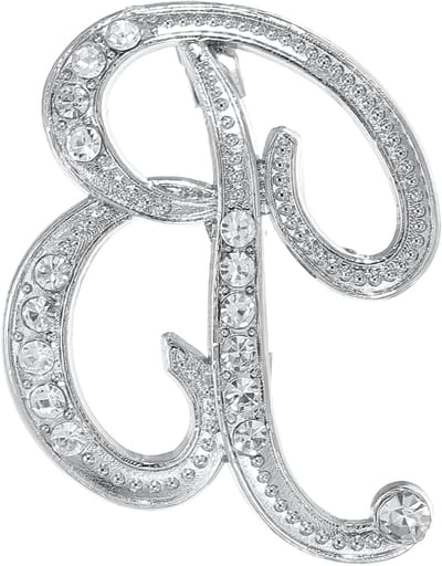 Letter Broche - Initial Speld - Outfit Versieren - Glanzende Strass - 4 x 3.5 cm - Zilver