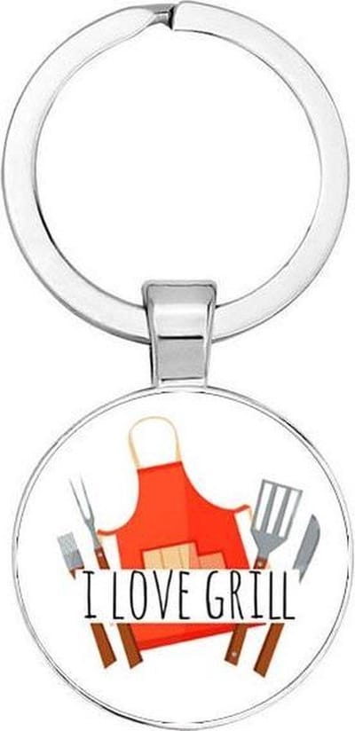 Akyol - I love grill Sleutelhanger - BBQ - Barbecue liefhebber - Leuk kado voor iemand die van barbecueën houd - 2,5 x 2,5 CM