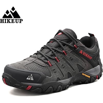 HIKEUP Heren Wandelschoenen Suède Leer Outdoorschoenen Slijtvaste Heren Trekking Wandelen Jagen Tactische Sneakers 40