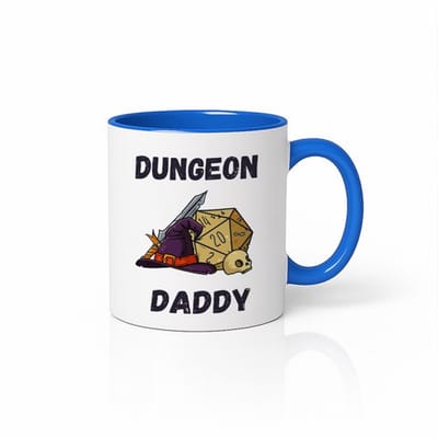 Wit & Blauwe Dungeon Daddy Mok 330 ml – Grappige Dungeons & Dragons Koffiemok – RPG Gamer Cadeau voor Dungeon Masters