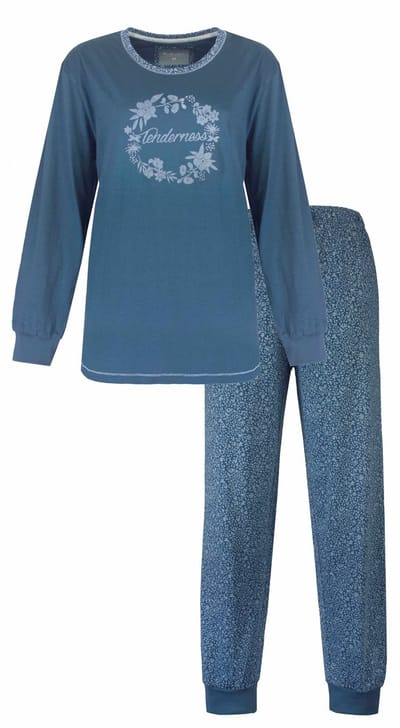 Tenderness Dames Pyjama - Lange Mouwen - Blauw - Maat L