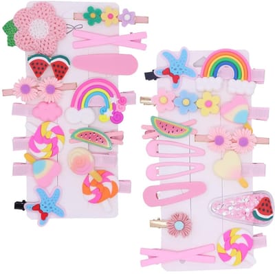 Dailygoods- Haarspelden 28-delige set - Schattige Haaraccessoires - Roze Bloemen/Zeesterren - Duurzaam Hars - Lichtgewicht en Stevig