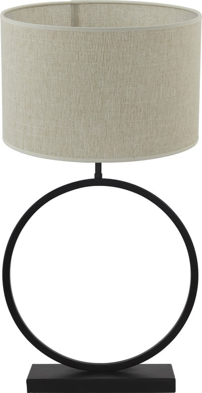 Light & Living Tafellamp Liva/Breska - Zwart/Parel Wit - Ø40x78,5cm - Tafellamp met kap