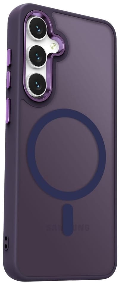 Matte magnetische hoes Geschikt voor: Samsung Galaxy S25 - Compatibel met MagSafe - Schokbestendige, Doorschijnende, Matte achterkant - Paars
