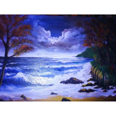 Peinture diamant à faire soi-même, broderie de diamant, tranquillité avant la tempête, mosaïque, point de croix, strass 20X30CM blue
