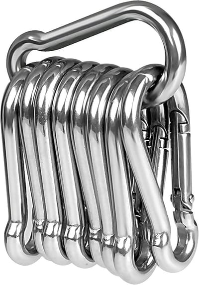 Karabijnhaken RVS 304 – Set van 5 – 70 mm x 7 mm – Karabiners met Veersluiting – Voor Sleutels, Tassen & Algemene Bevestiging