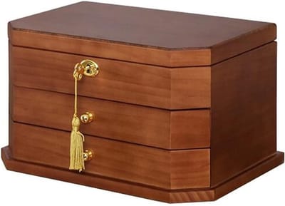 Juwelendoos Organizer - Sieradenkist - Sieraden Opbergen - Extra Groot Hout - 31.5 x 23 x 17 cm - Houtkleur