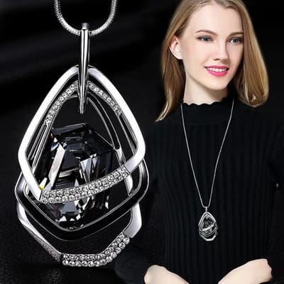 Lange kettingen en hangers voor vrouwen Maxi Collier Femme Geometrische ketting Mode ketting Statement kraag Accessoires Sieraden gray