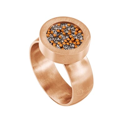 Quiges RVS Schroefsysteem Ring Rosékleurig Mat 16mm met Verwisselbare Zirkonia Transparant Goudkleurig 12mm Mini Munt
