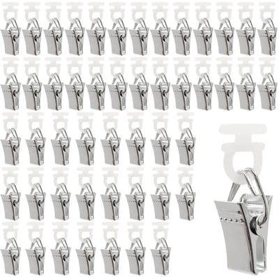 Dailygoods- Gordijnklemmen 50 Stuks - Rolringen met Clips - Kunststof/IJzer - Zilver - Voor Plafondrails - Geschikt voor Gordijnen - Gordijnringen