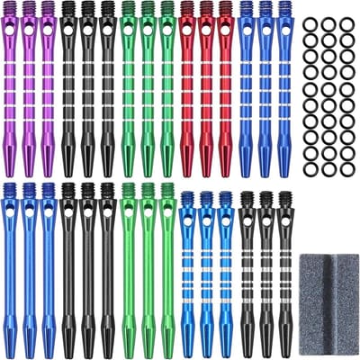 Dart Shafts 2BA 30 Stuks Aluminium met Rubber Ring en Slijpsteen voor Dartpijlen 50/53 mm Accessoires