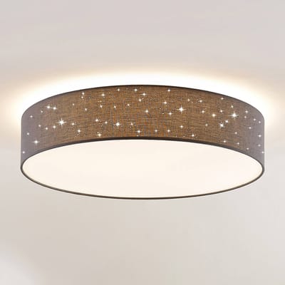 Lindby LED plafondlamp Ellamina, Ø 60 cm, antraciet, textiel