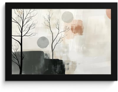 Poster in lijst - Fotolijst 30x20 cm - Posters - Wabi sabi - Beige - Plant - Posterlijst zwart - Decoratie - Wanddecoratie woonkamer - Muurdecoratie slaapkamer
