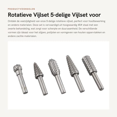 Dailygoods - Rotatieve Vijlset - 5-delige Vijlset voor Houtbewerking - Perfect voor Schuren en Polijsten - Houtbewerking Bits - Ideaal voor Hobbyisten...