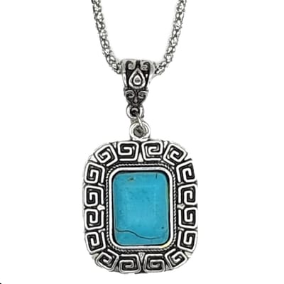 Rhylane – Ketting Met Turquoise Hanger Vierkant - Lengte - 50 + 7 cm verstelbaar