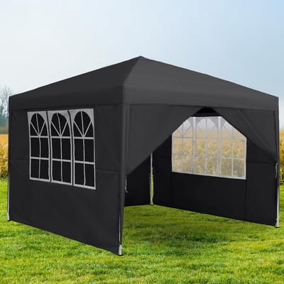 Feesttent - Partytent Vouwbaar - Buitenfeest Organiseren - Waterdicht UV-beschermend - 3 x 3 meter - Antraciet