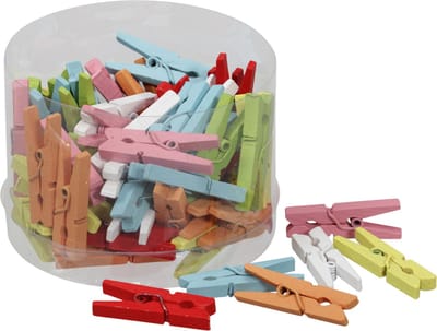 Mini fotoknijpertjes/kaartknijpertjes hout - gekleurd - 144x stuks - 3 cm