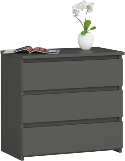 Nachtkastje CL3 met 3 Lades / AKORD Furniture Factory / Grafietgrijs / 60 x 57 x 35 cm