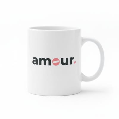 Amour Liefde Koffiemok 330 ml – Minimalistisch Romantisch Cadeau Mok