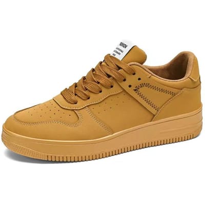 Chaussures Décontractées  Sneakers Mode Homme Chaussure Légère en Cuir PU Respirante Chaussures Plates Homme à Lacets Chaussures de Tennis Zapatillas Hombre 39 jaune