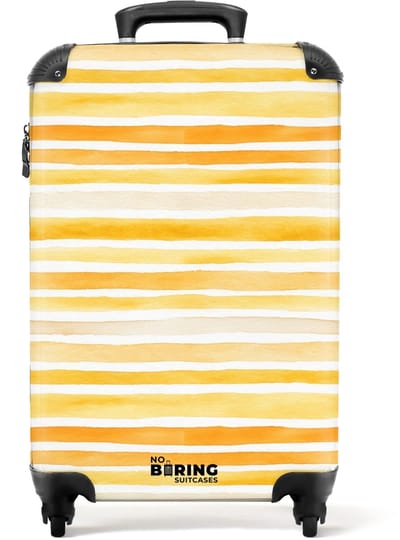 NoBoringSuitcases.com - Koffer - Strepen patroon geel - Past binnen 55x40x20 cm en 55x35x25 cm - Trolley handbagage - Valiezen met wieltjes volwassenen - Reiskoffer op wielen - Rolkoffer lichtgewicht