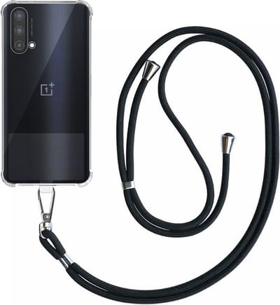 Telefoonhoesje Geschikt voor OnePlus Nord CE Transparant ShockProof met Afneembaar Universeel Telefoonkoord - Cover Case Siliconen ShockProof with Lanyard - Smartphonica geschikt voor OnePlus Nord CE