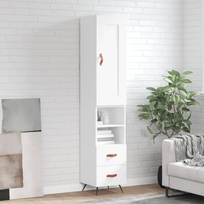 vidaXL - Hoge - kast - 34,5x34x180 - cm - bewerkt - hout - wit