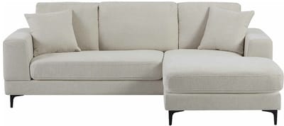 Vente-unique Zitbank met omkeerbare hoek in beige textuurstof - JAMOLO