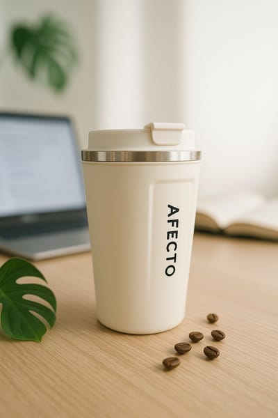 koffie to go beker | coffee to go | isolerende beker zandkleur | herbruikbaar | inhoud 380 ml