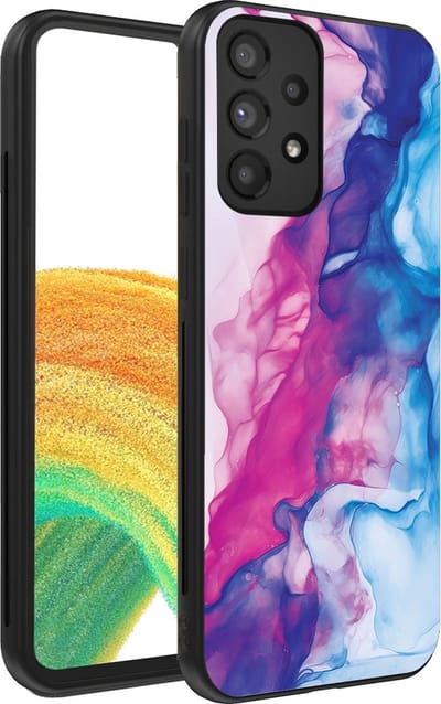 Smartphonica Telefoonhoesje Geschikt voor Samsung Galaxy A33 5G met Roze Blauw Marmer Opdruk - TPU Backcover Case Rose Blue Marble Design geschikt voor Samsung Galaxy A33 5G