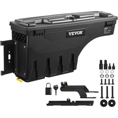 VEVOR Opbergbox voor laadbak, afsluitbare koffer, 25L ABS gereedschapskist voor wielkast, waterdicht en duurzaam, compatibel met Ford F-150 2015-2021, bestuurderszijde (links)